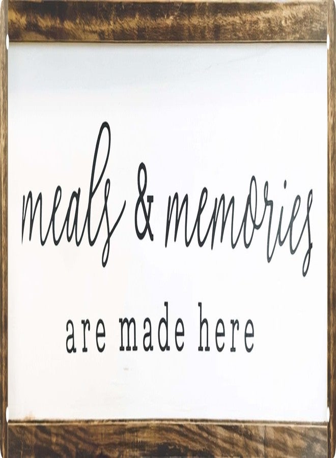 CSWLJS Farmhouse Kitchen Wall Decor Meals and Memories Are Made Here Sign Rustic Metal Kitchen Signs Dinning Room Wall Decor 4x16 In - Image 1